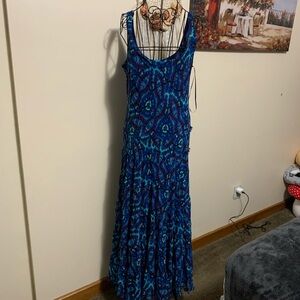 Jones New York Blue and Black Sleeveless Maxi Sundress